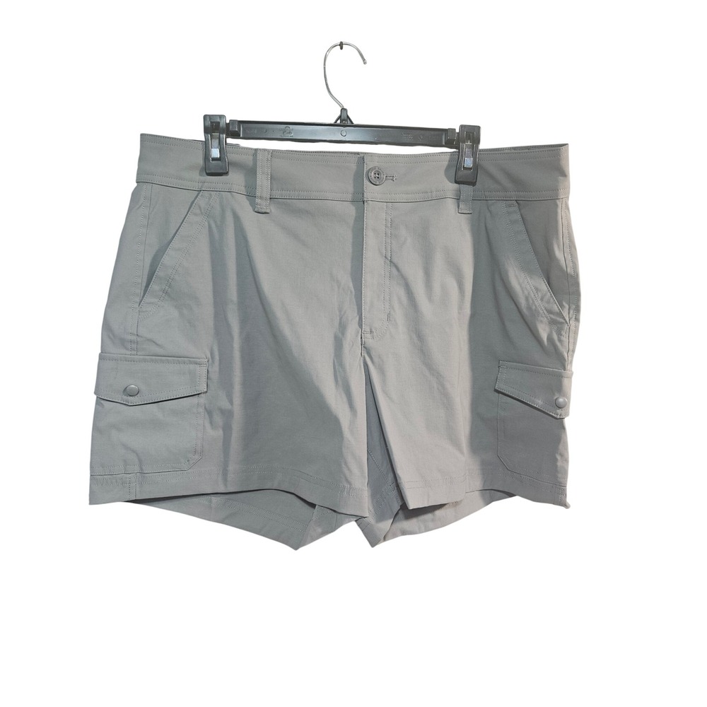 Eddie Bauer Women Cinder Gray Cargo Shorts Size 16 Stretch Hiking Outdoor New